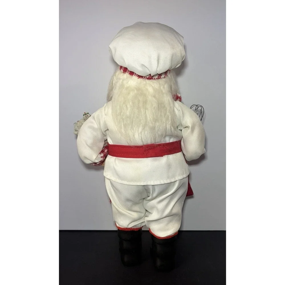 Santa Claus Chef Figurine – Red Apron, Whisk & Gingerbread House – 16